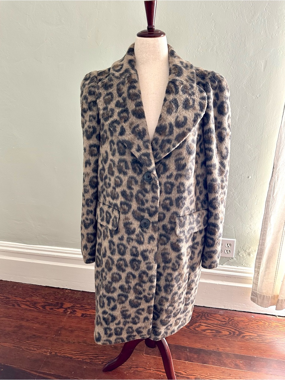 kate spade Gray and Black Leopard Print Peacoat